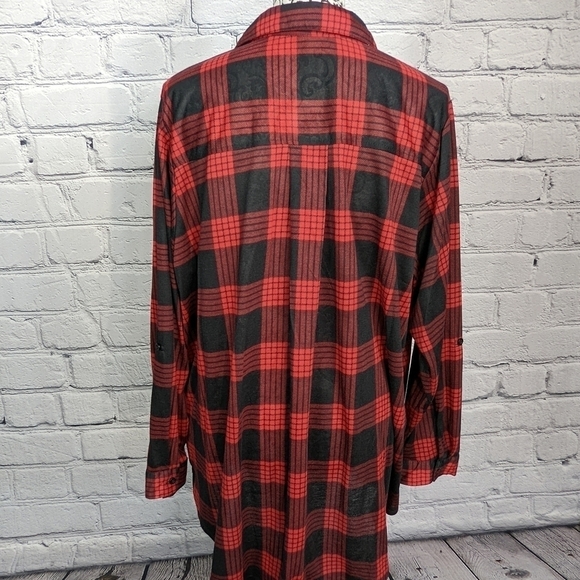 Me & U women's long sleeve 1/2 zip front check print top plus sz 3x pockets bb06 - Picture 11 of 11